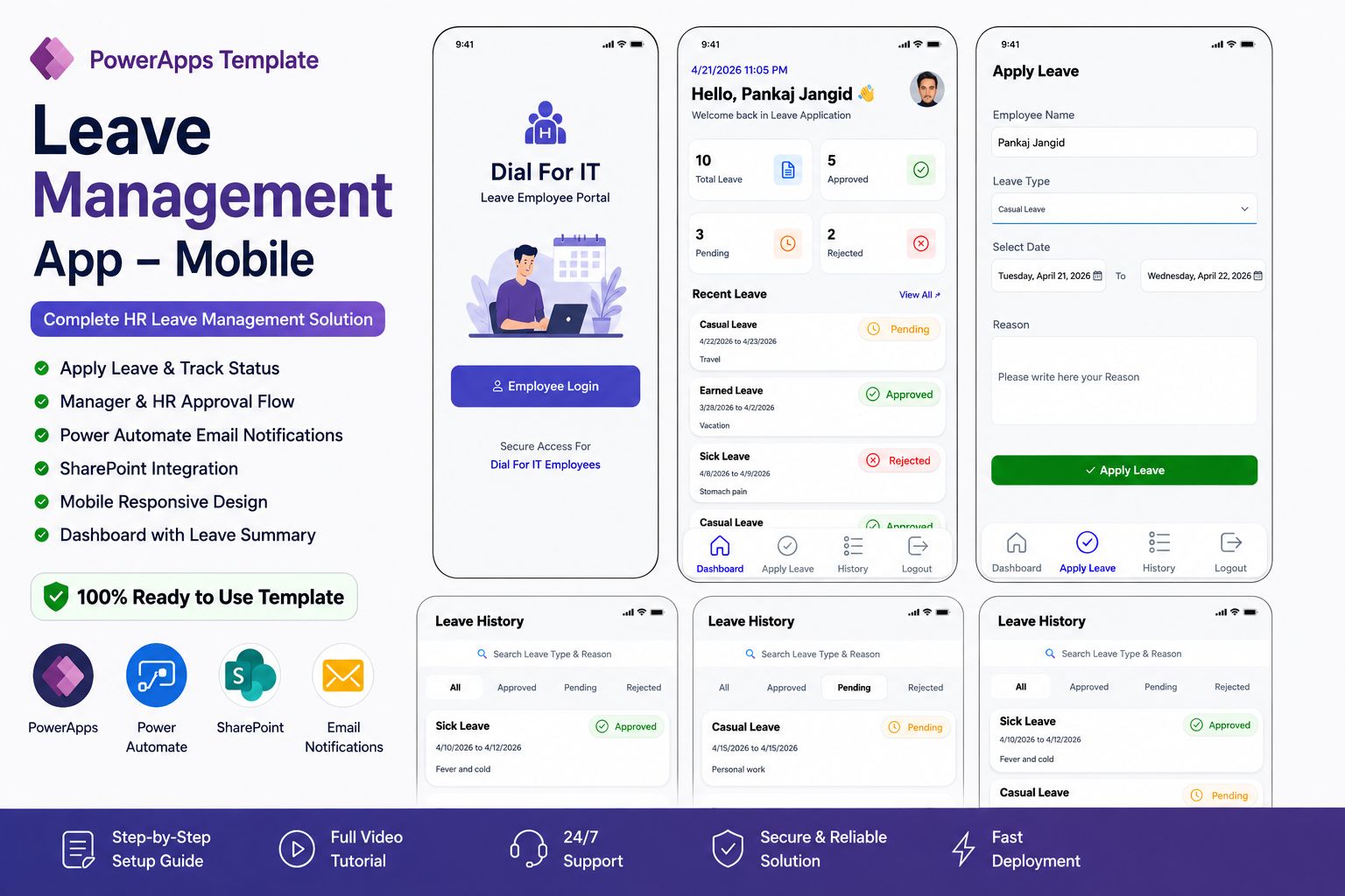 Leave Management App – Mobile (PowerApps Template)